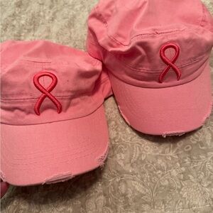 Pink Ribbon Embroidered Caps